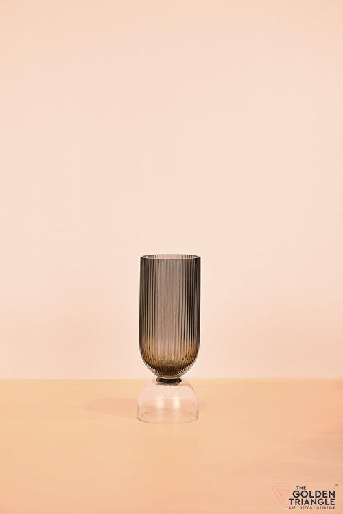 Aoi Futed Two tone Glass Vase - Smoke