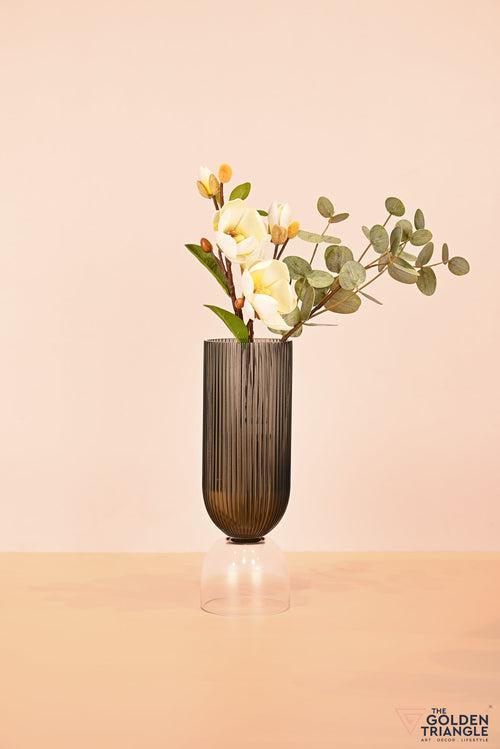 Aoi Futed Two tone Glass Vase - Smoke