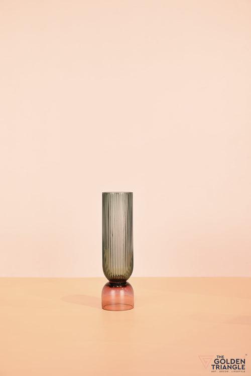 Aoi Futed Two tone Glass Vase - Green & Pink