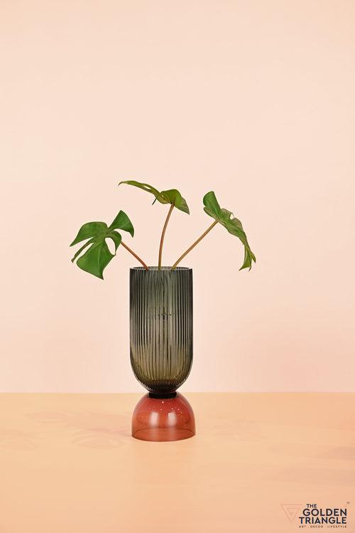 Aoi Futed Two tone Glass Vase - Green & Pink