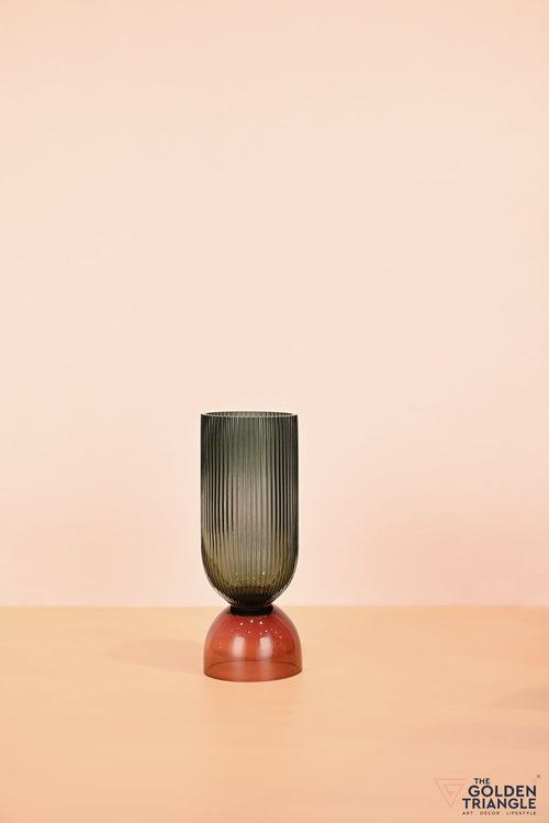 Aoi Futed Two tone Glass Vase - Green & Pink