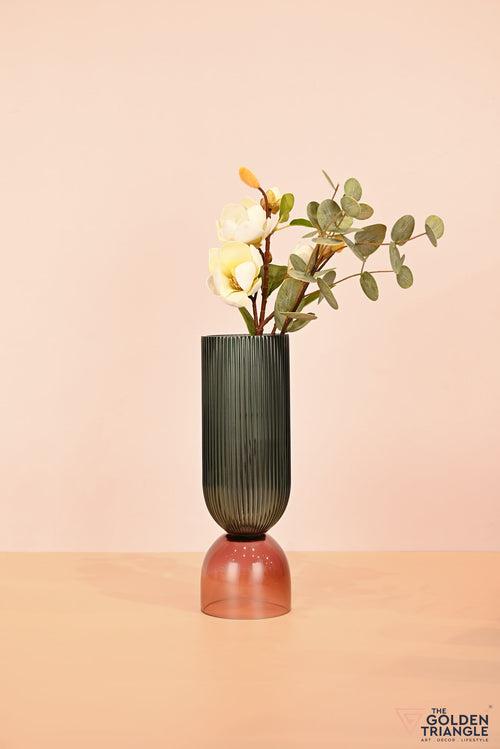 Aoi Futed Two tone Glass Vase - Green & Pink