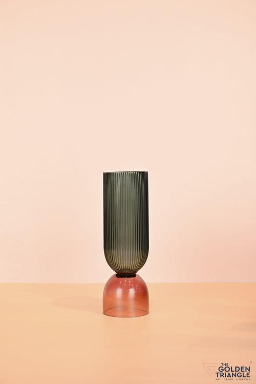 Aoi Futed Two tone Glass Vase - Green & Pink