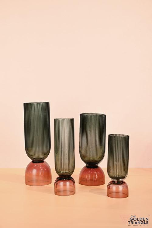 Aoi Futed Two tone Glass Vase - Green & Pink