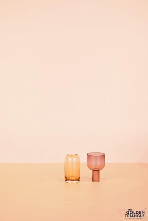 Poppy Funnel Glass Vase - Pink & Yellow