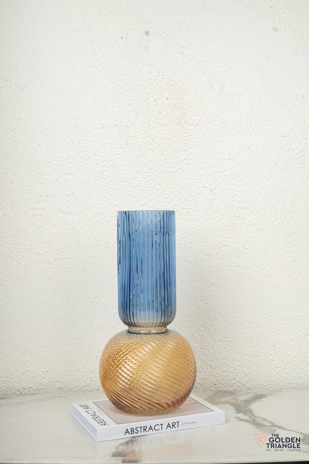 Halo Glass Vase - Amber & Blue