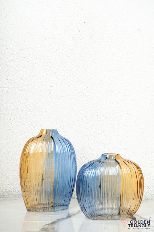 Xenia Glass Vase - Amber & Blue