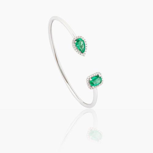 Beryl Diamond & Emerald Cuff Bracelet