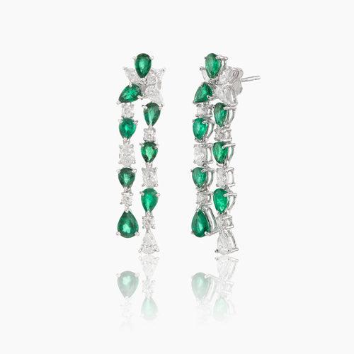 Eve Diamond and Emerald Foliage Danglers