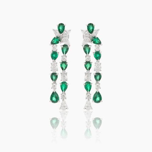 Eve Diamond and Emerald Foliage Danglers