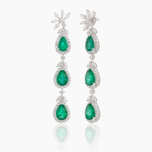 Eugenie Diamond and Emerald Danglers