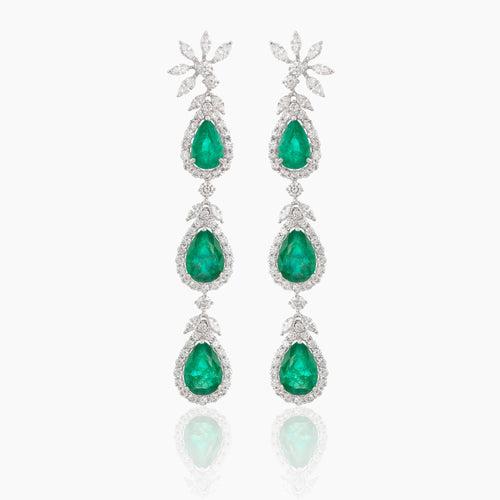 Eugenie Diamond and Emerald Danglers