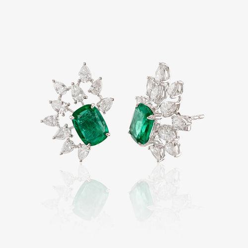 Minerva Diamond and Emerald Studs