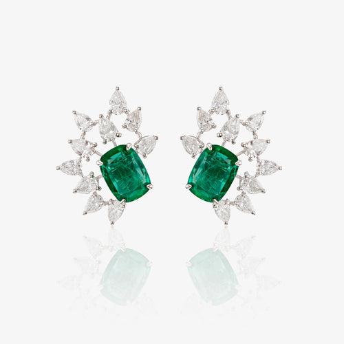 Minerva Diamond and Emerald Studs