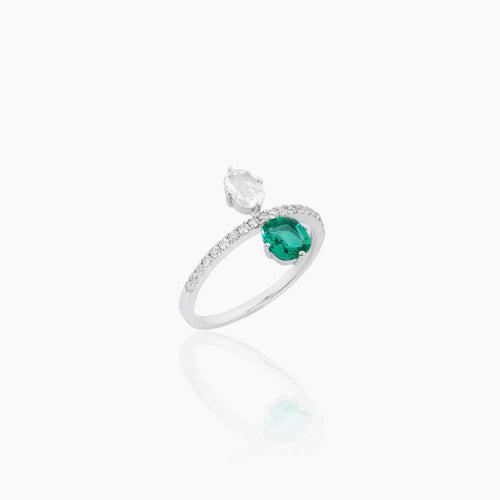 Isabelle Diamond and Emerald Ring