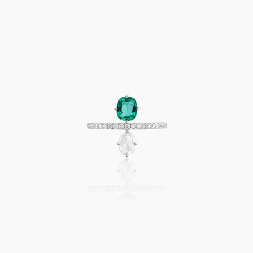 Isabelle Diamond and Emerald Ring