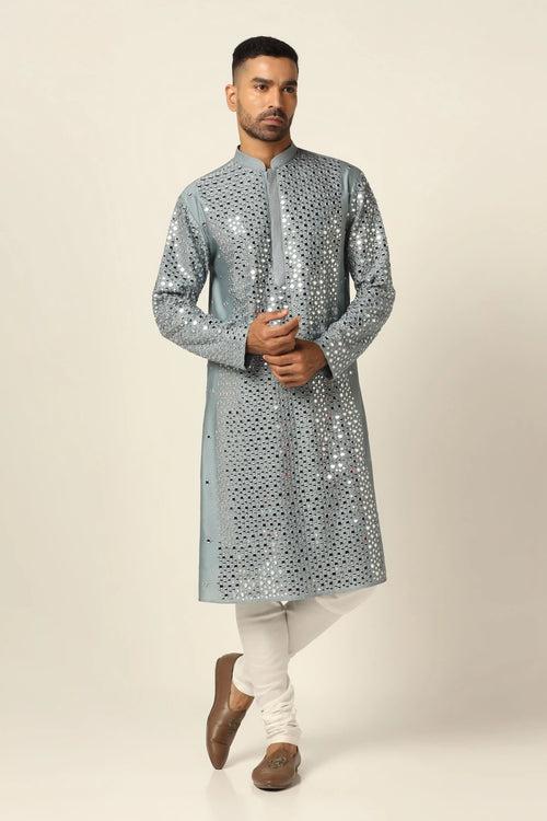 Grey Mirrorwork Kurta Pajama