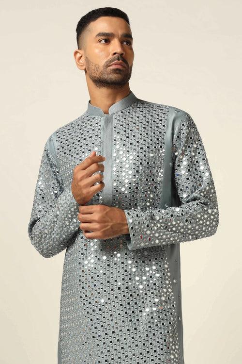 Grey Mirrorwork Kurta Pajama