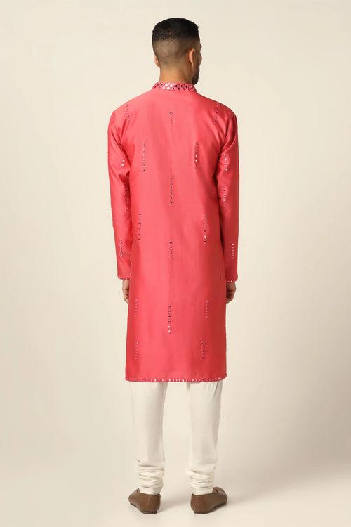 Peach Mirrorwork Kurta Pajama