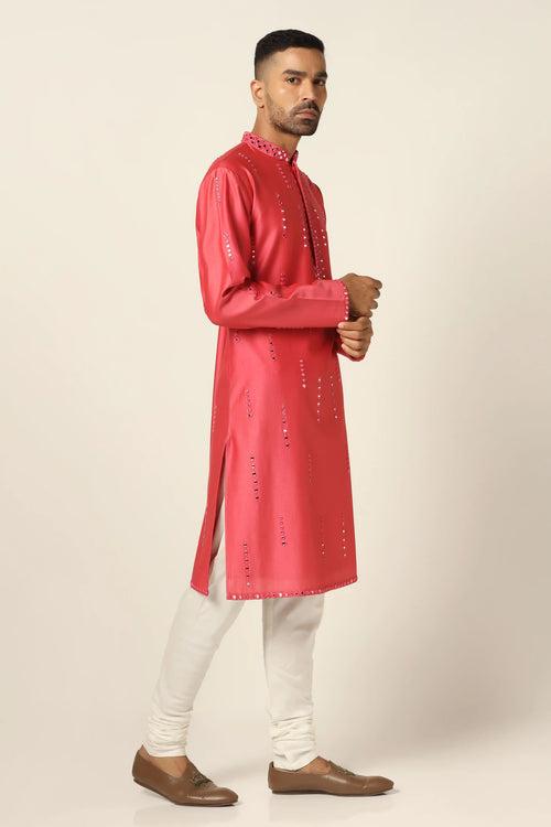 Peach Mirrorwork Kurta Pajama