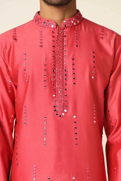 Peach Mirrorwork Kurta Pajama