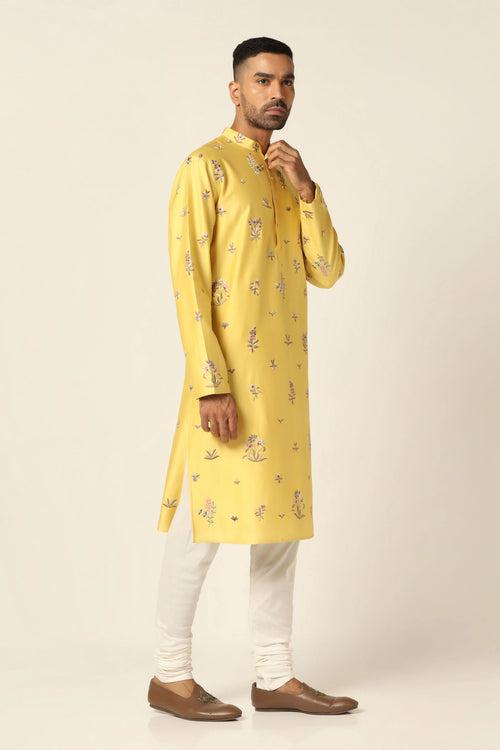 Yellow Embroidered Kurta Pajama