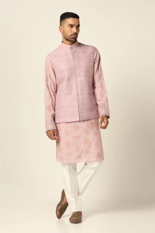 Peach Nehru Jacket set