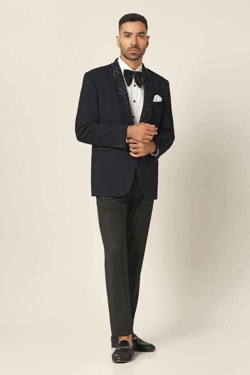 Basic Navy Embroidered Tuxedo