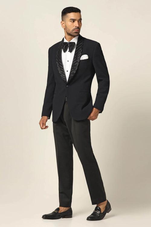 Basic Navy Embroidered Tuxedo