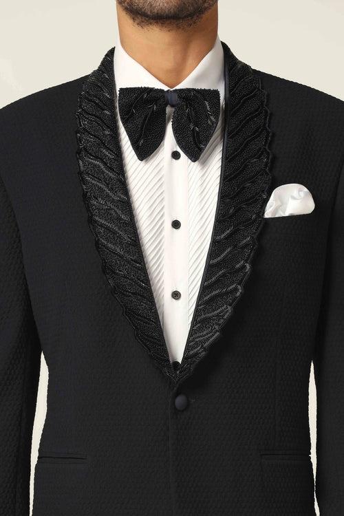 Basic Navy Embroidered Tuxedo