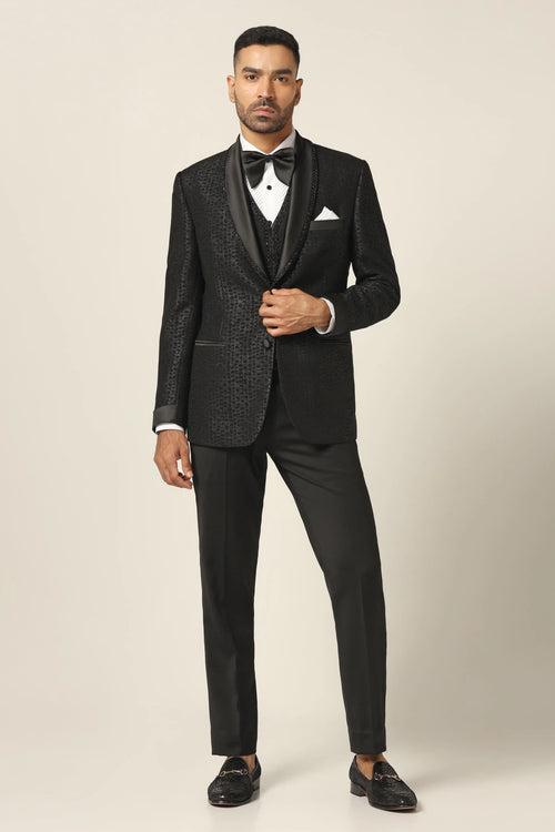 Black Embroidered Tuxedo suit