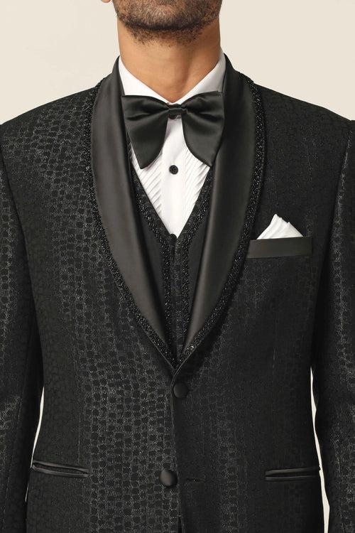 Black Embroidered Tuxedo suit