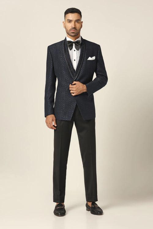 Navy Embroidered Tuxedo