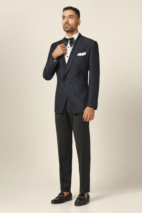 Navy Embroidered Tuxedo