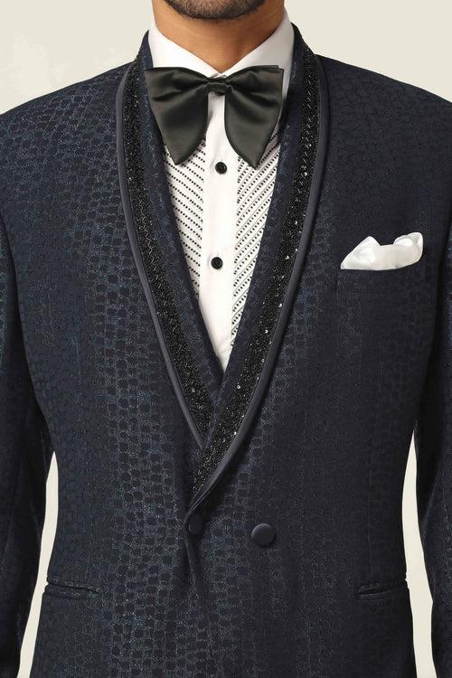 Navy Embroidered Tuxedo