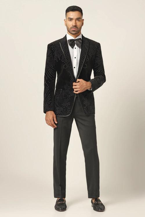 Black embroidered tuxedo