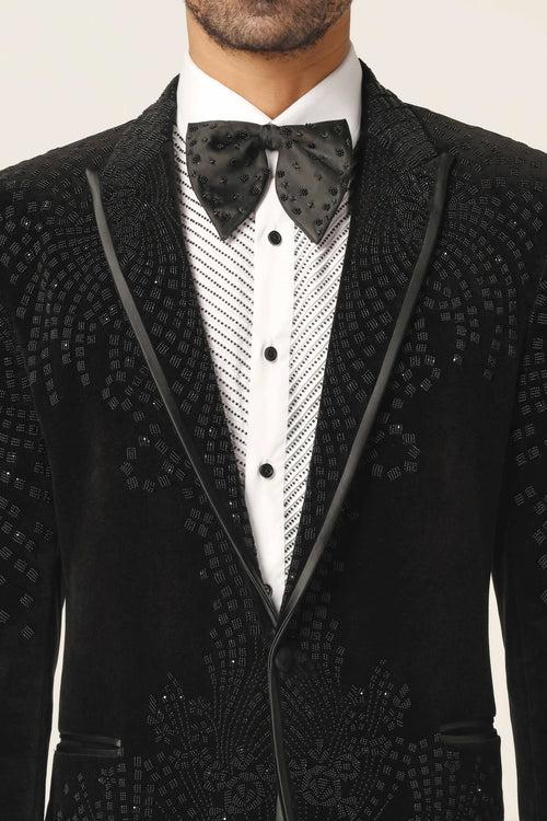 Black embroidered tuxedo