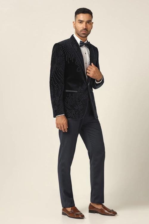 Navy Embroidery Tuxedo