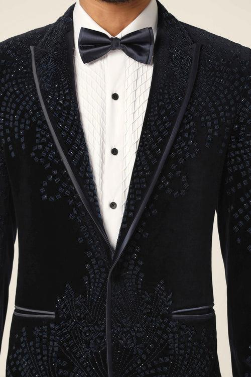 Navy Embroidery Tuxedo