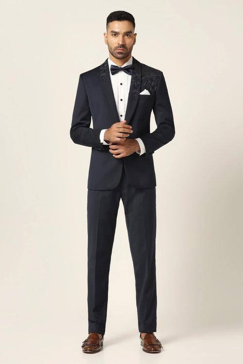 Navy Embroidered Tuxedo