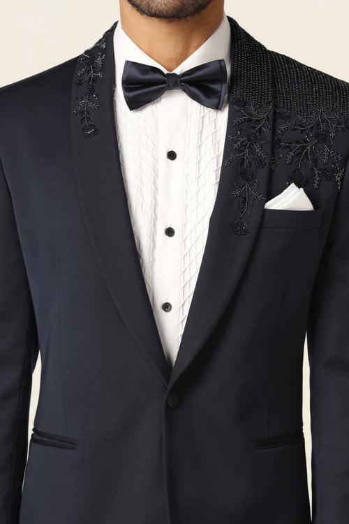 Navy Embroidered Tuxedo