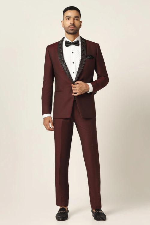 Wine Embroidered Tuxedo