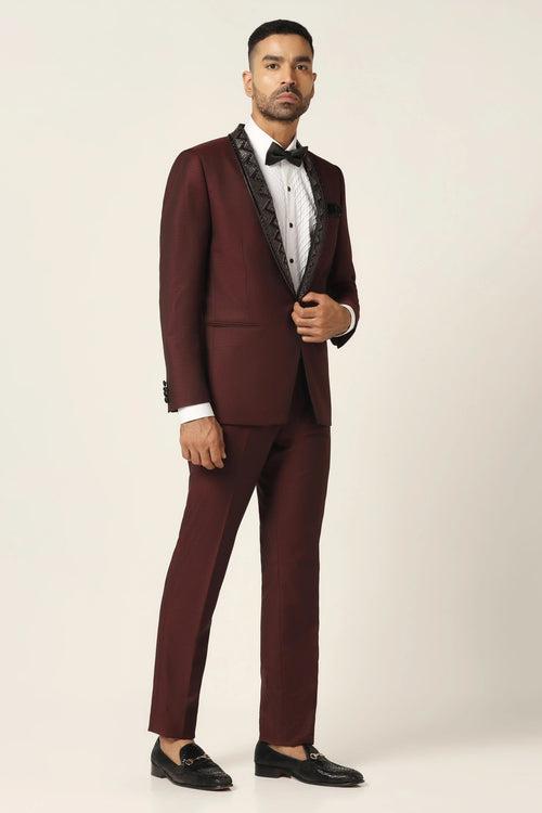 Wine Embroidered Tuxedo