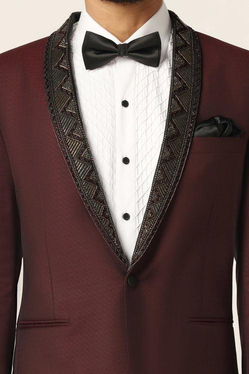 Wine Embroidered Tuxedo