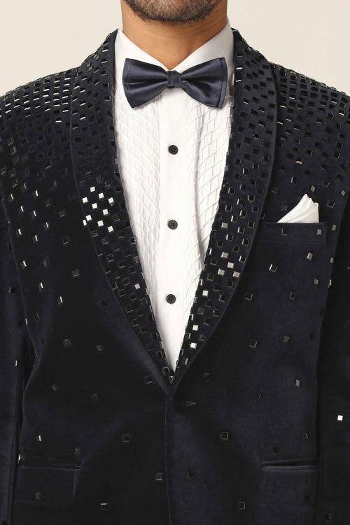 Navy Mirror Embroidery Tuxedo