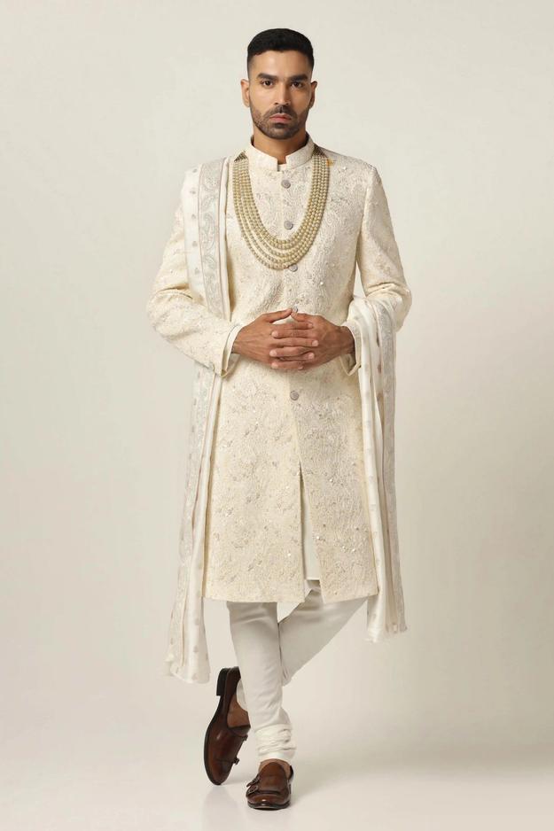 White Embroidered sherwani