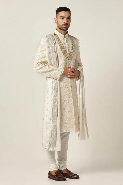 White Embroidered sherwani