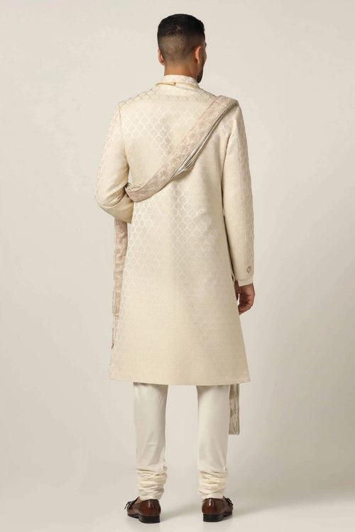 Peach embroidered Sherwani