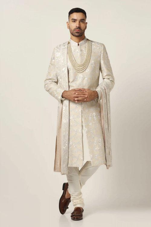 White  embroidered Sherwani