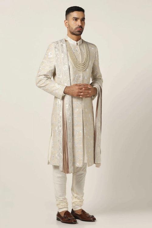 White  embroidered Sherwani